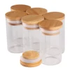 6pcs/lot 50ml 60ml 80ml 90ml 100ml 120ml 150ml Glass Candy Bottles With Bamboo Caps Pill Container Empty Bottles For Art Crafts 1