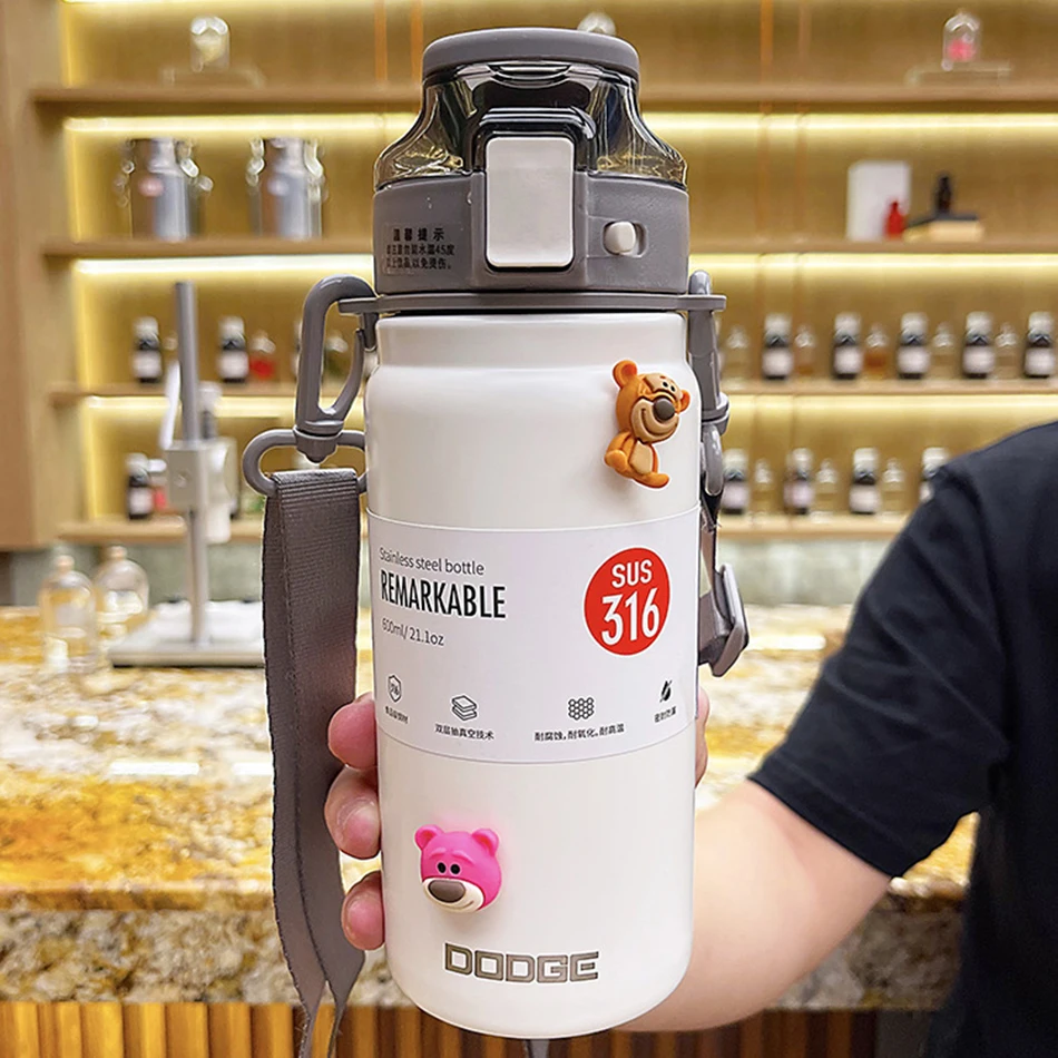 Bicchiere Termico Con Manico E Cannuccia – Acciaio Inox 18/8, 24 Ore Freddo, A Prova Di Perdite, Adatto A Portabicchieri