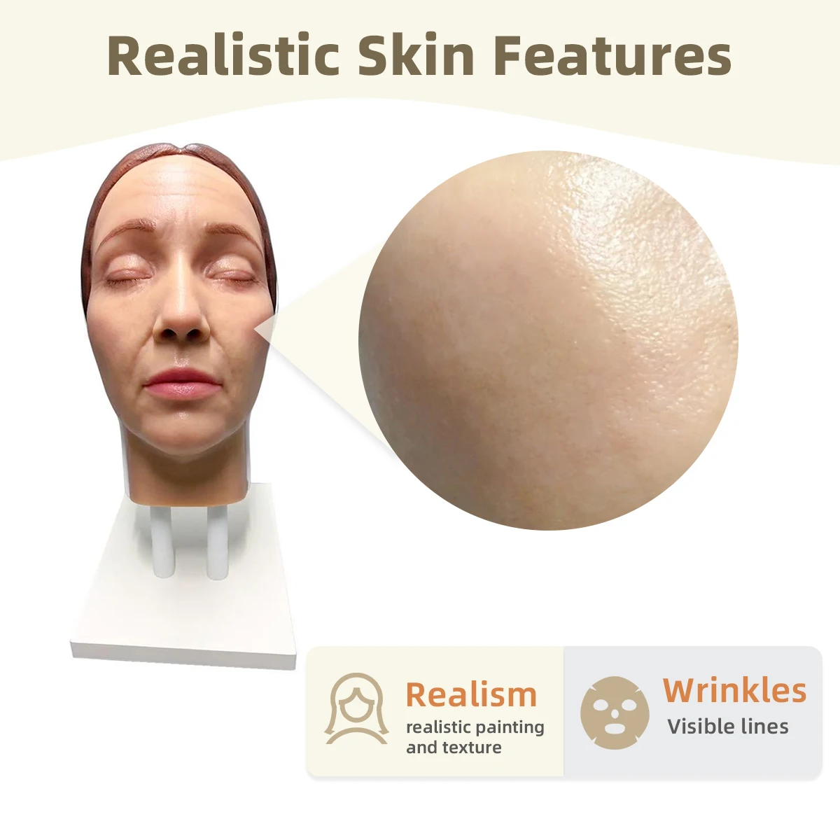 얼굴 주사 연습용 마네킹 헤드, 피부 주사 마네킹 헤드, 여성 모델, 안정적인 나무 재질의 유연한 베이스 포함