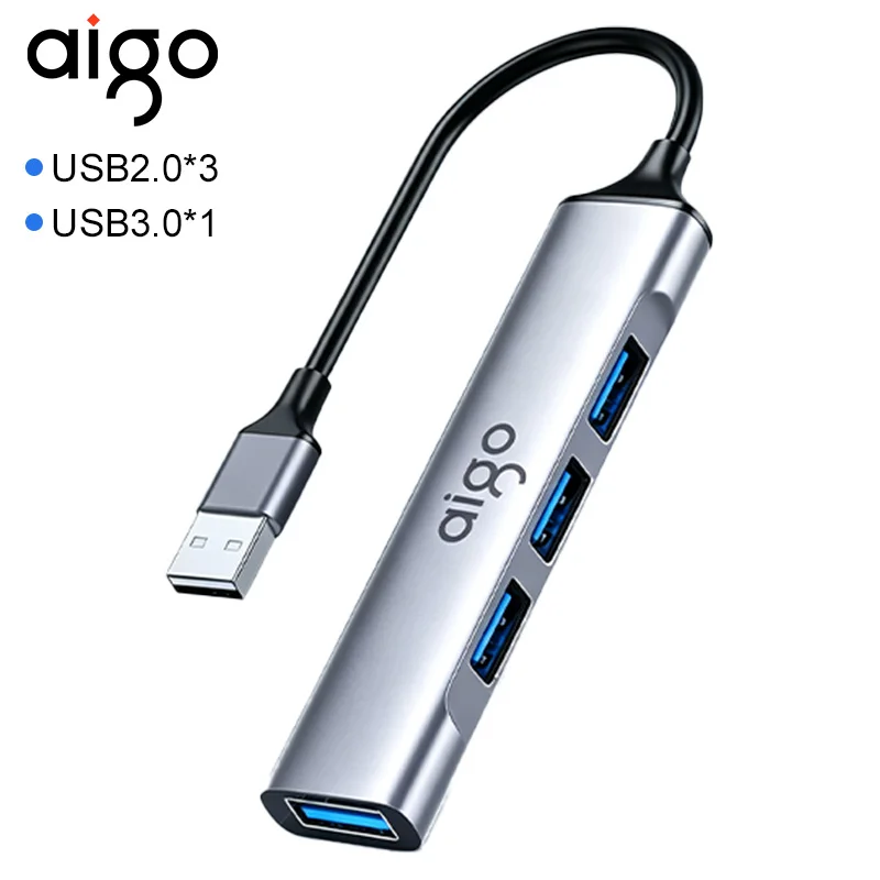 Aigo USB-A 4-in-1 Portable Aluminum Hub Docking Station