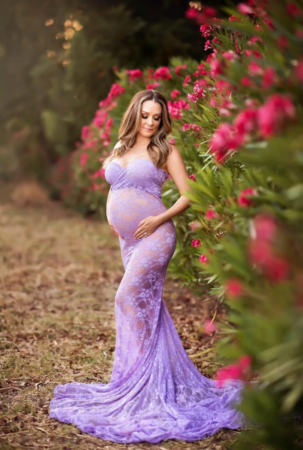 Sexy Lace Maternity Dresses Photography Props Long Fancy Pregnancy Dress Shoulderless Maxi Gown For Pregnant Women Photo Shoots (4)