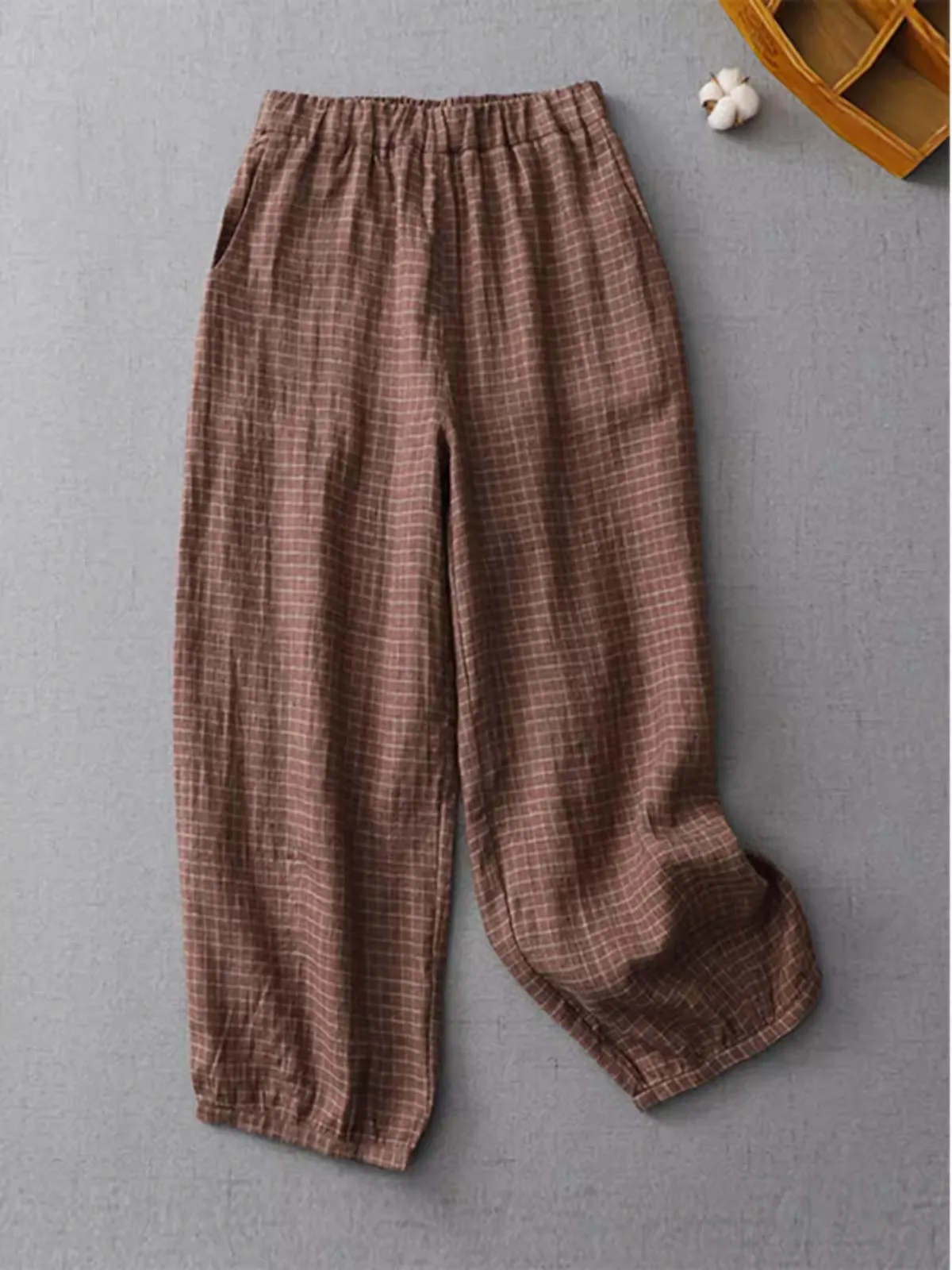 Брюки-султанки Женские клетчатые в литературном стиле