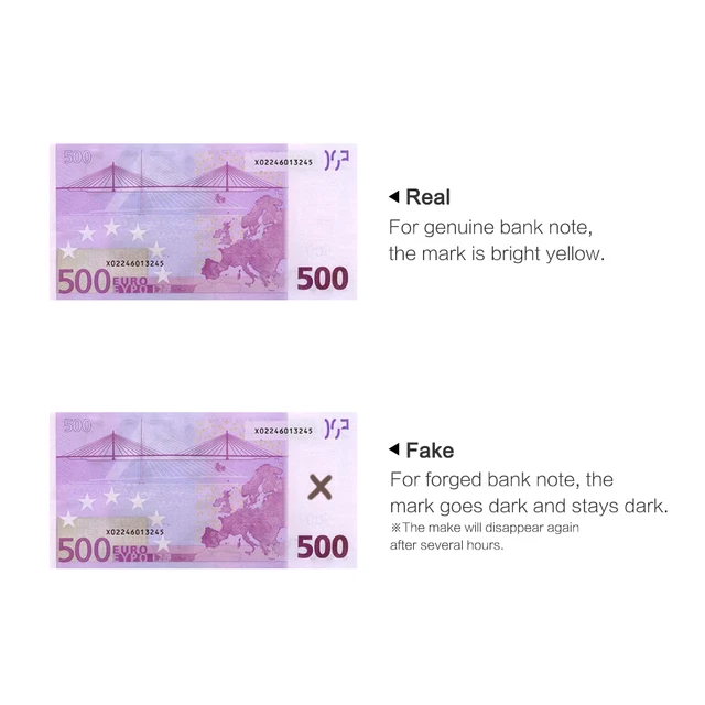 Natur'hall Stylo Détecteur De Faux Billet Euros - Stylos Pour Le Contrôle Et La Vérification De Faux Billets - Détection Faux Instantané Des Billets De Banque - Marqueur De Contrôle De Monnaie