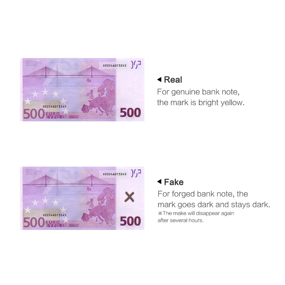 10 Penne Rivelatrici Banconote False In PP – 13 Cm, Per Dollari, Euro, Sterline, Yen E Altre Valute, Uso Professionale E Personale
