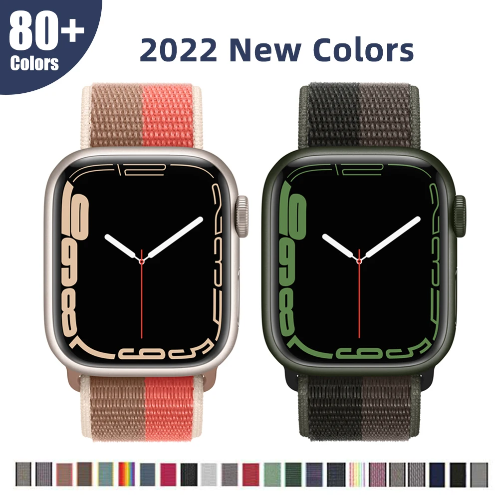 Ремешок нейлоновый для Apple Watch band 44 мм 40 браслет смарт-часов iWatch Series 5 4 SE 6 7 45 мм/41 42