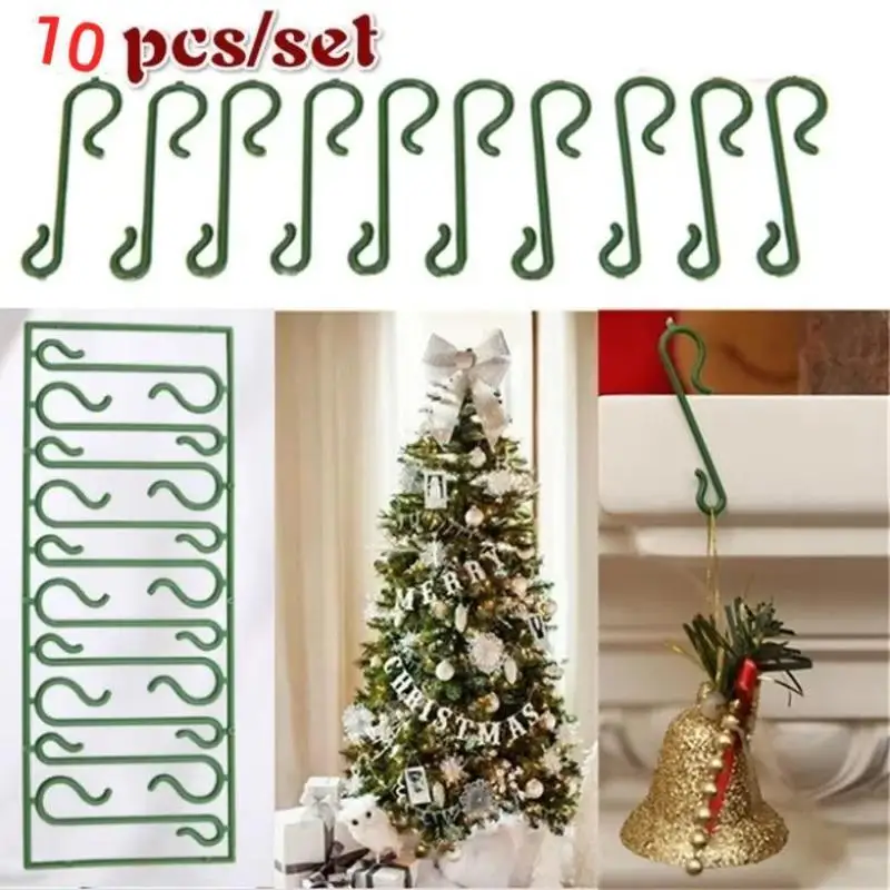 10Pcs Christmas Ornaments Hooks Christmas Tree Decoration Pendants Santa Claus Dolls Hanging Hooks For Home Xmas Decoration