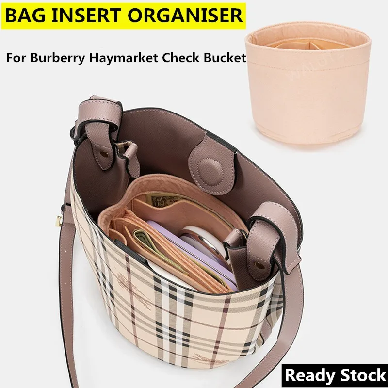 【Only Sale Inner Bag】Makeup Bag Organizer Insert For Burberry Haymarket Bucket Organiser Divider Shaper Protector Compartment metal pencil holder large compartment desk makeup brush storage holder