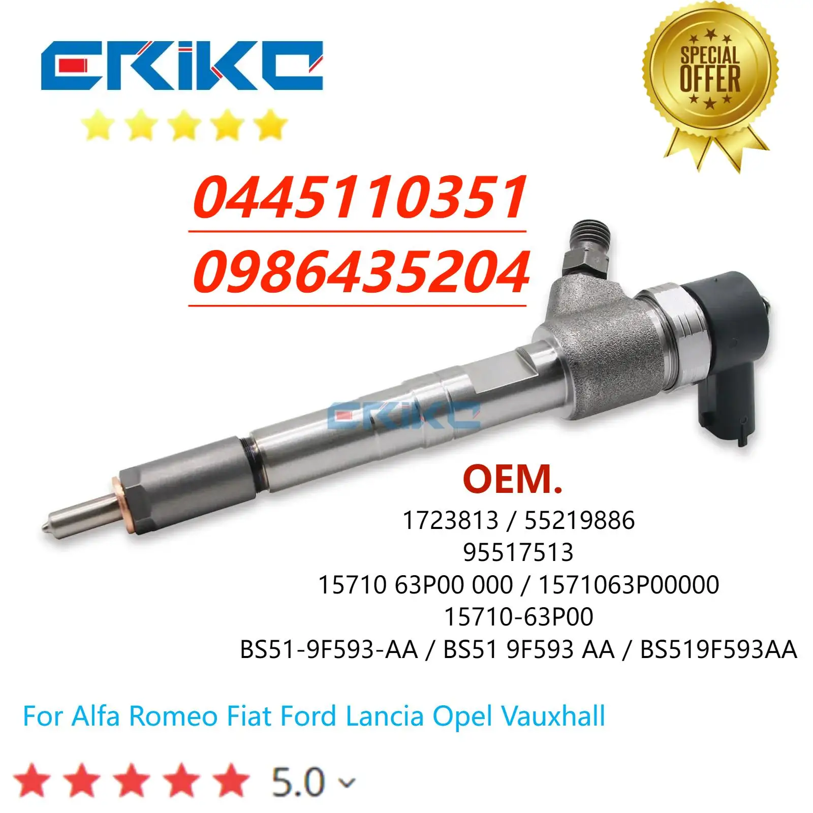 

0445110351 Топливный Инжектор 0 445 110 351 впрыск двигателя Assy 1723813 55219886 для Alfa Romeo Fiat Ford Lancia Opel Vauxhall