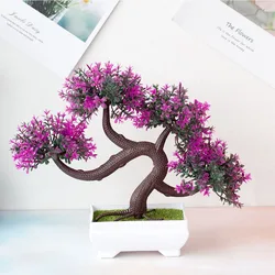 Artificial Bonsai Tree with Potted Flowers - Decorative Arrangement (A2)