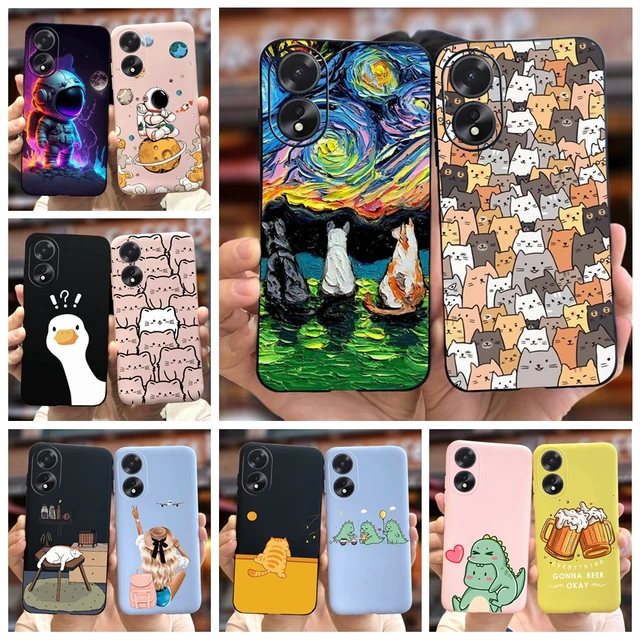 For OPPO A38 4G Case A 38 Soft Silicon Cute Cat Cartoon Back Cover for OPPO  A38 CPH2579 Global Phone Case OPPOA38 4G Funda Coque