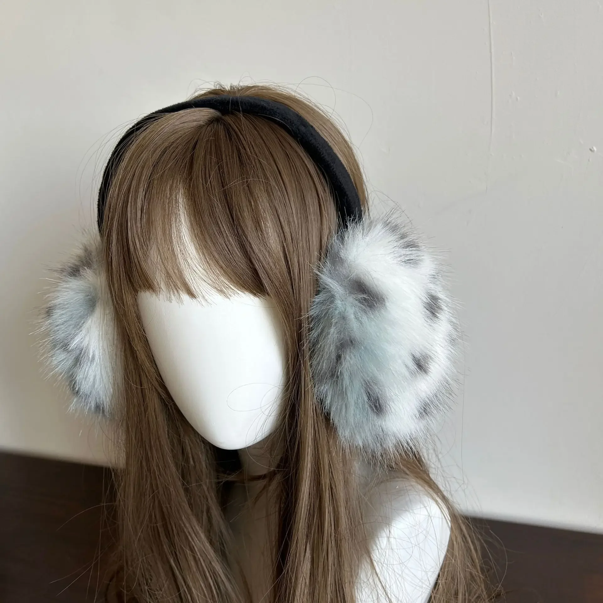Y2k Leopard Faux Fur Earmuffs Folded Winter Warm Thicken Anti-freeze Ear Muffs Women Outdoor Cold Protection Ear-Muffs Ear Cover