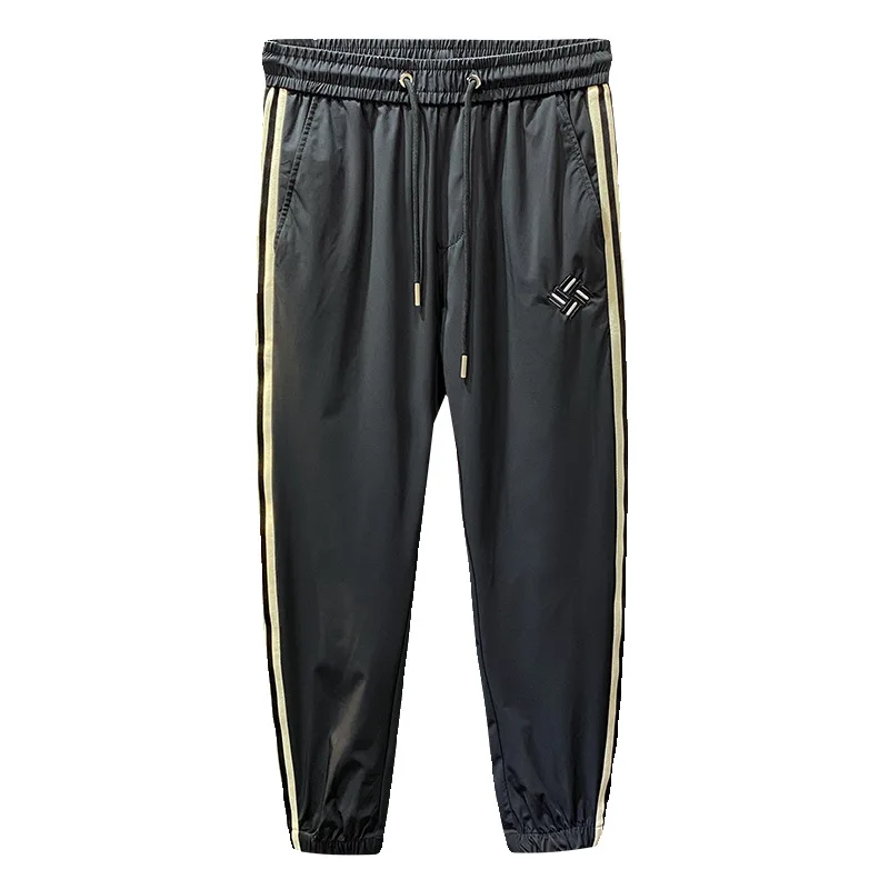 Summer Ultra-Thin Ice Silk Quick Drying Sports Running Fashion Cool Straight Leg With Simple Side Lines For Men  Casual Pants