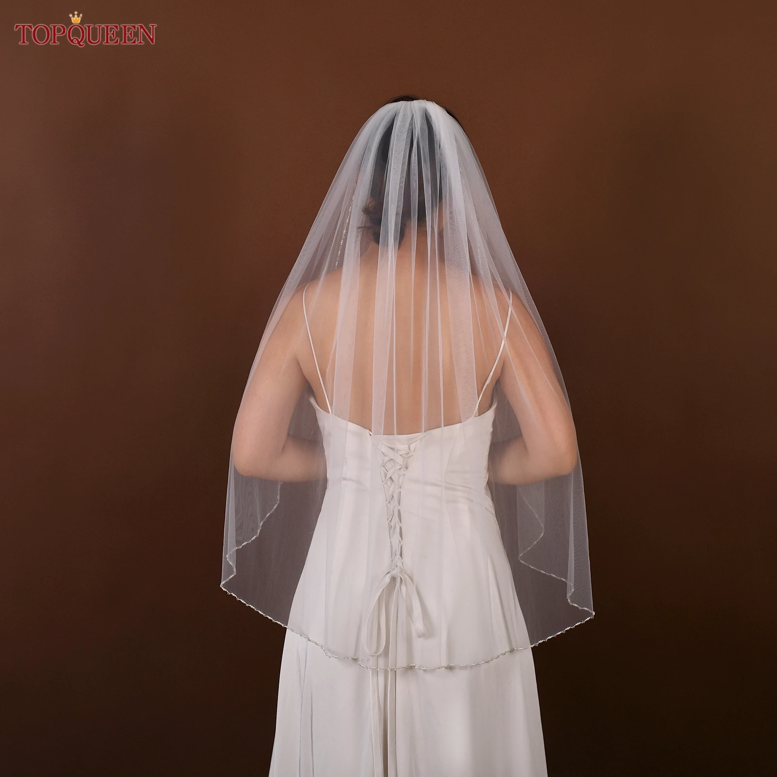TOPQUEEN V107 Braut-Hochzeitsschleier mit Perlen, Kristallperlen, Kristallperlen, Brautschleier, Hochzeit, Kristallperlen, glänzend, anpassbar – Detail 13