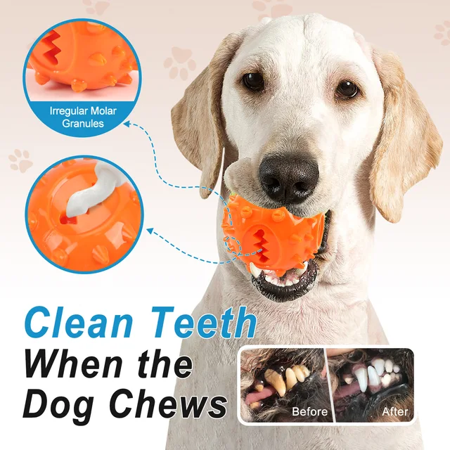 Dog Interactive Chew Treat Dispensing Ball - Self-Play, Boredom Relief, Bite-Resistant, Teeth Cleaning Pet Toy, 5