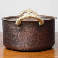Marmite en cuivre vintage, marmite chaude fabriquée à la main, ustensile de cuisson pour faire bouillir, râmer et ragoût de pâtes, avec couvercle, casseroles portables de 18 cm 4