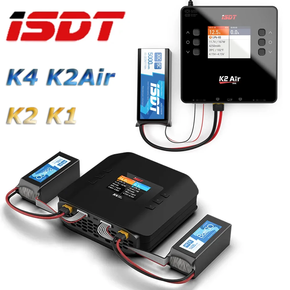 ISDT K4 K2Air K2 K1 Балансное зарядное устройство Разрядное устройство переменного тока 400 Вт постоянного тока 600 Вт Интеллектуальное зарядное устройство для аккумулятора Lilon/LiPo/LiHv/Pb/NiMH
