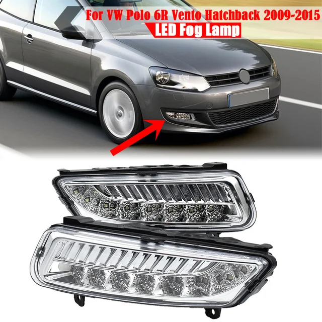 2x Front Bumper LED Fog Lamp Light Daytime Running Lights For VW Polo 6R Vento Hatchback 2009 2010 2011 2012 2013 2014 2015 _ - AliExpress Mobile