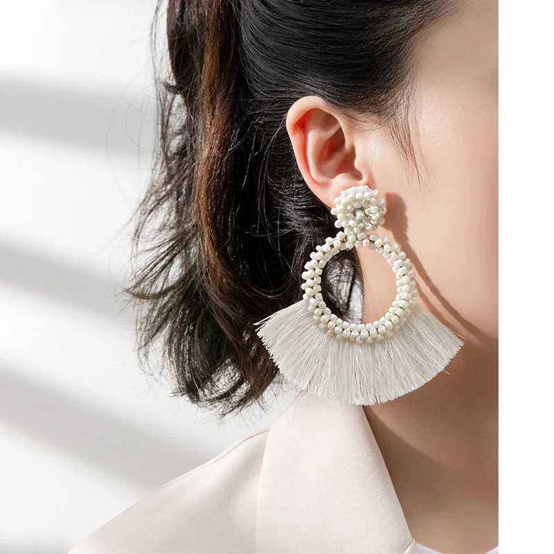 

Earings Fashion Jewelry 2022 Bohemian Resort Style Fringed Scalloped Fashion Earrings Exaggerated