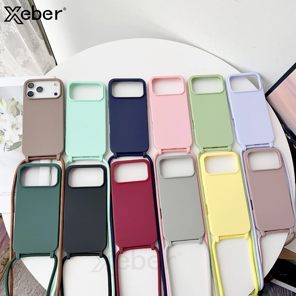 IPhone 12 Pro Max Silicone & Leather Crossbody Camera Case For