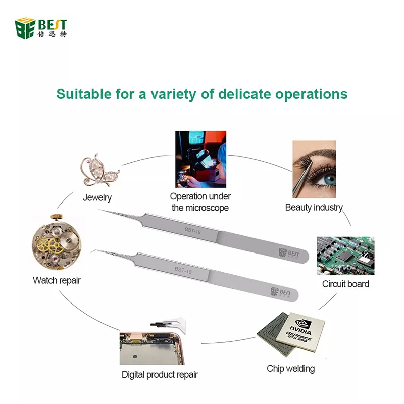 BST-18 BST-19 스테인리스 스틸 초정밀 지문 플라잉 와이어 트위저, 휴대폰 마더보드 칩 수리 도구