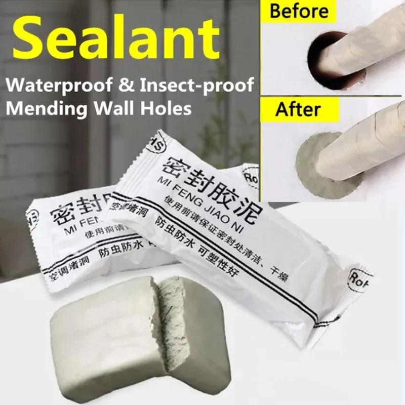 

6pcs Wall Hole Sealing Sealant Durable Waterproof Cement for Household Air-Conditioning Sewer Kitchen Bathroom Pipe Repair Glue