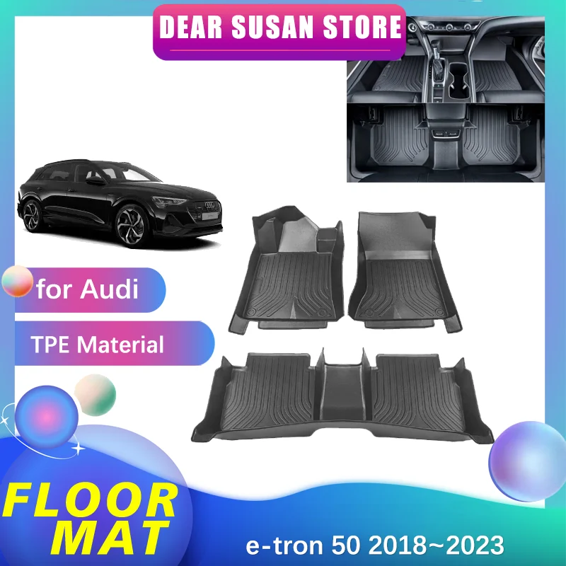 Car Floor Mat for Audi e-tron 50 ~ Waterproof Foot TPE Interior Liner Carpet Pad Cover Rug Accessories