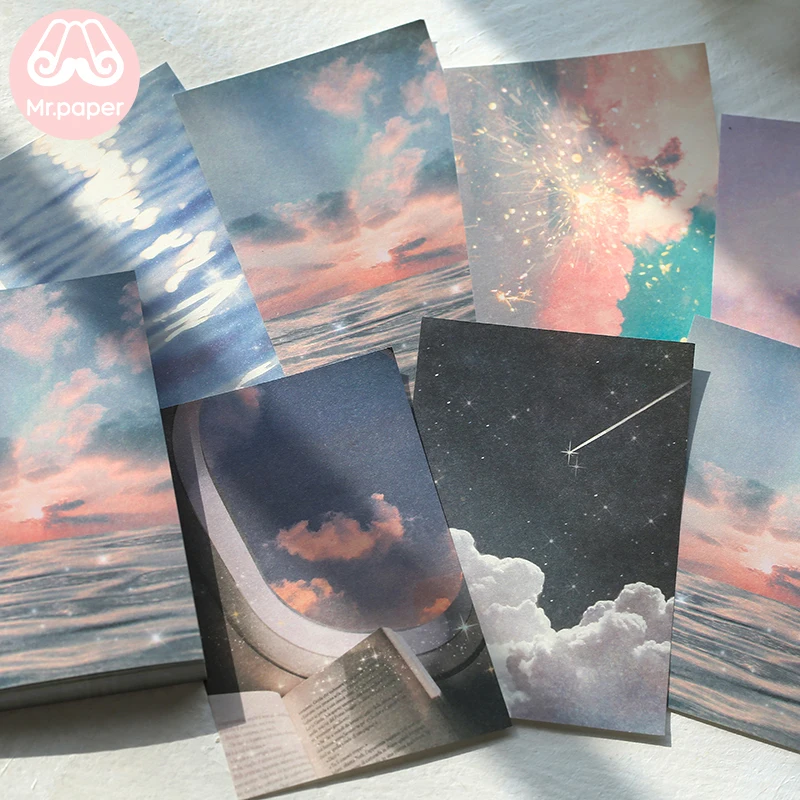 Mr Paper 100pcs/lot Ins Style Rainbow Star Sunset Waves Loose Leaf Memo Pads Minimalist Write Down Points Artsy Style Memo Pads 3