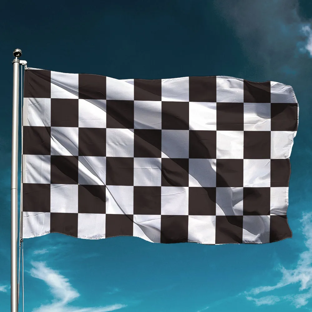 

F1 Flag Formula Racing Hold Banner Flying Polyester Waterproof Outdoors Decor Decoration Wall Backdrop Cheer Black White Checker