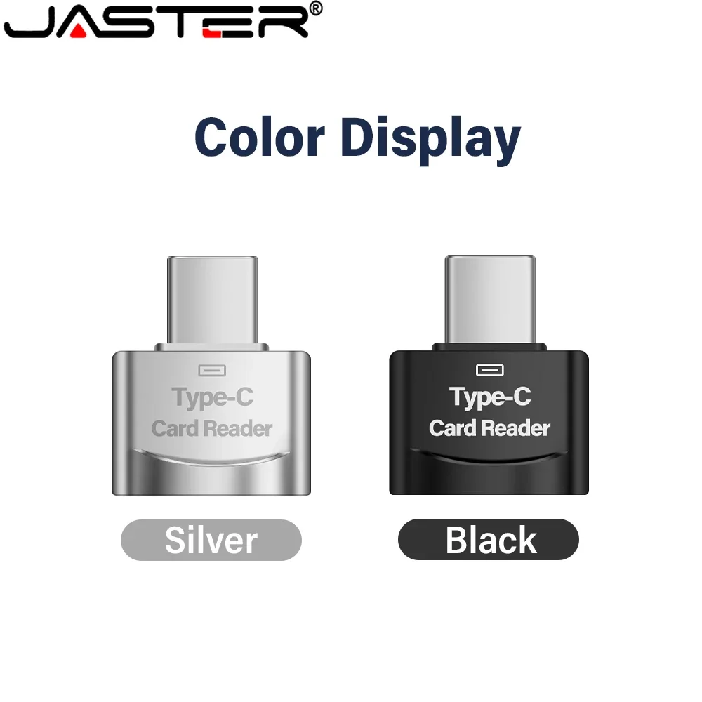 JASTER 고속 금속 C타입 메모리 스틱 카드 리더, 실버 블랙 범용 카드 리더, 휴대폰 태블릿 컴퓨터용
