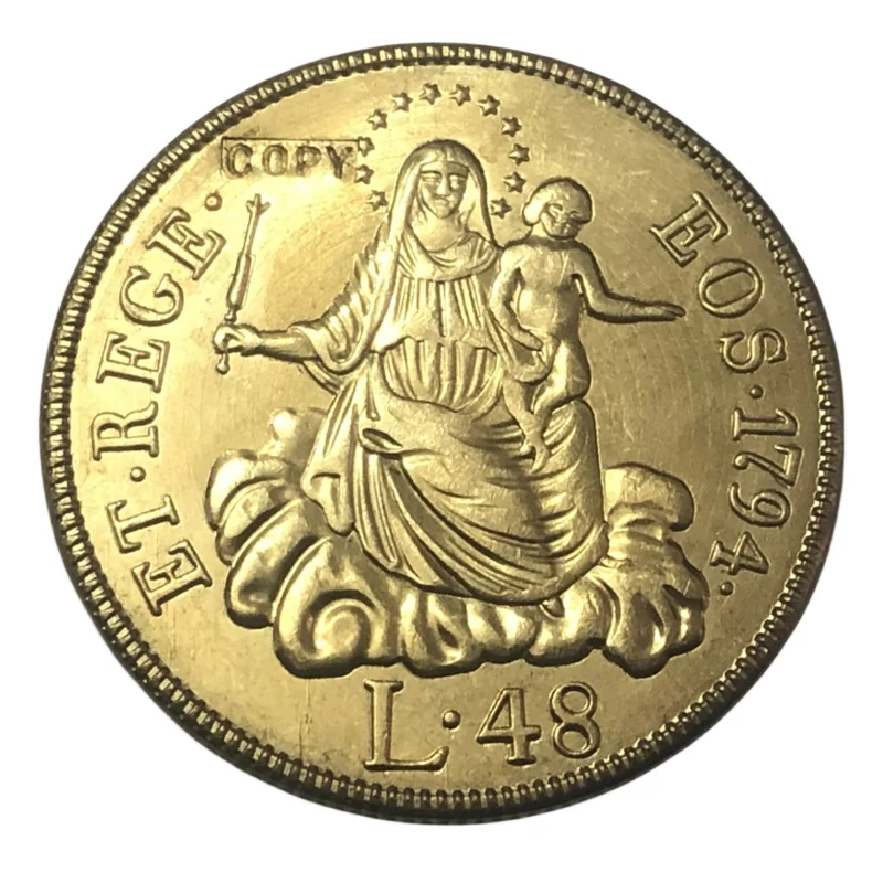 Repubblica Di Genoa (Stati Italiani) Moneta Placcata Oro Da 48 Litri Copia Anno 1794