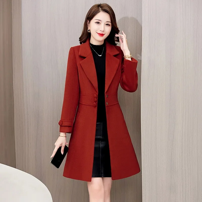 

Winter Cashmere Long Coat Women Clothes Woolen Jacket Merino Wool Fashion Female Vintage Overcoat Autumn Chic Jacket Korean