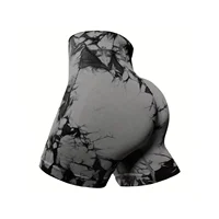CZGUKE 3-PCS Women's Tie-Dye Yoga Fitness Shorts with Hip-Lifting Belt High-Waisted Seamless Cycling Pants Sports Shorts - Image 5