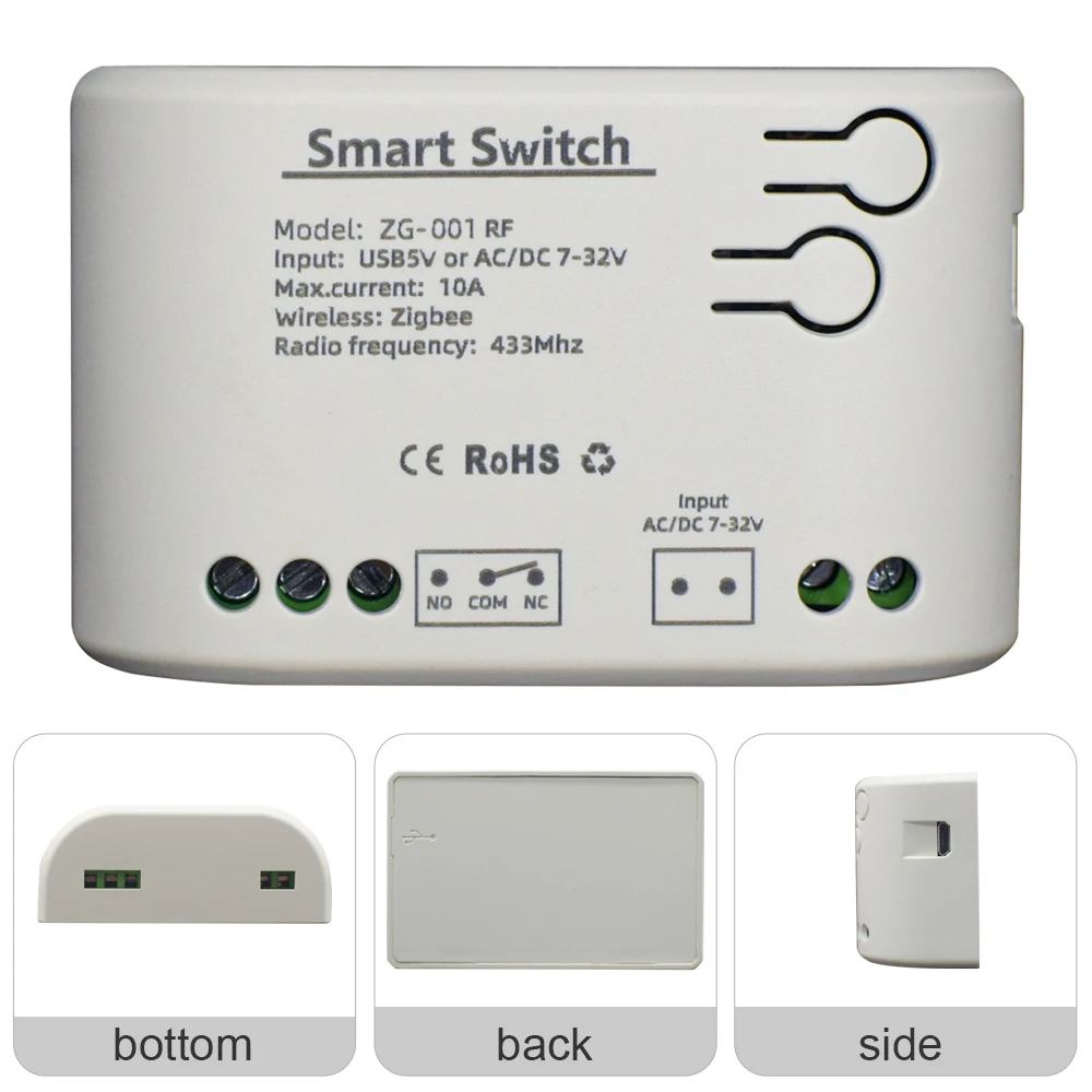 Zigbee-interruptor de Comando Inteligente Garage Gate Módulo de Relé Tuya App Controle Remoto Wifi Switch Open Door rf 433 Trabalhar com Alexa Google Home - Image 2