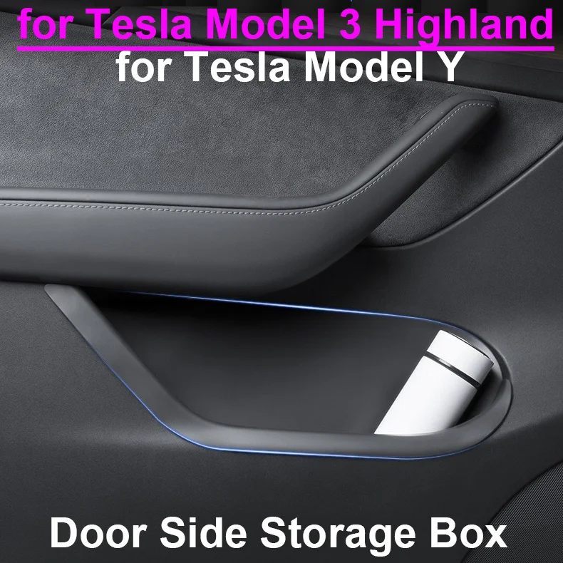 

for Tesla Model 3 Highland 2024 Door Storage Organizer Box Model Y 2023 Soft Silicone Door Side Inserts Case Bin Protector Flock