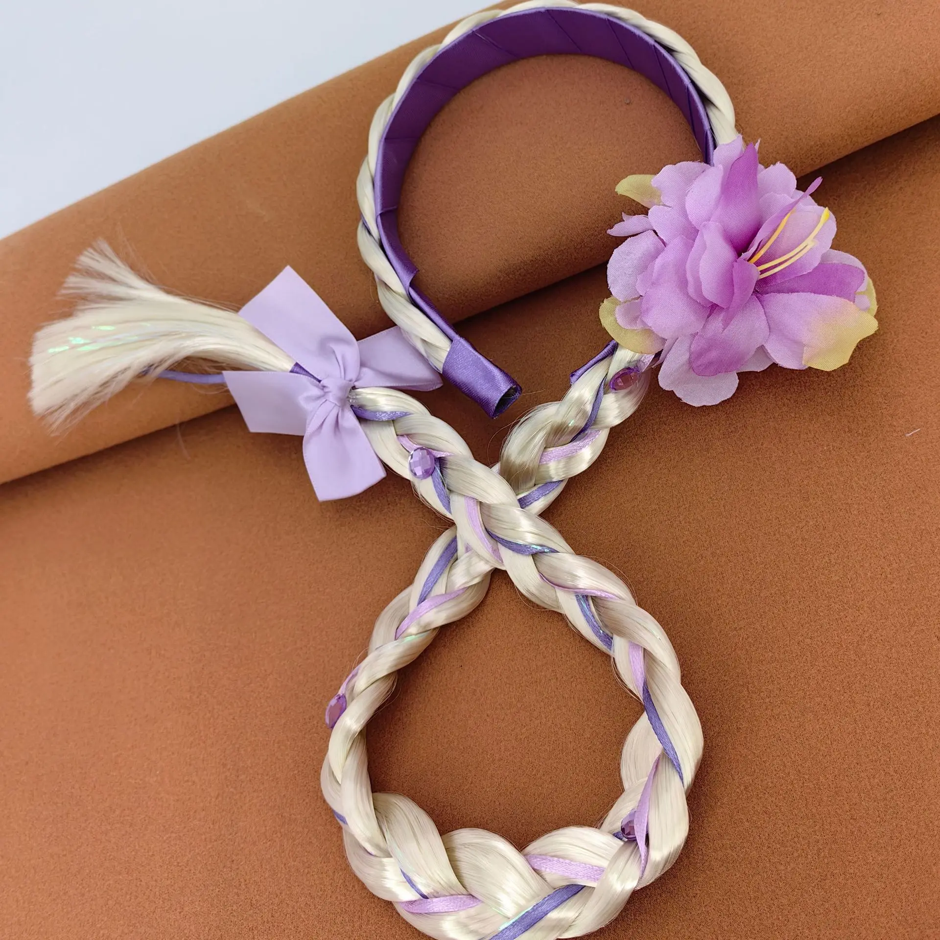 Long haired Lepei Princess thick braid headband small crown floral children's clothing Christmas headwear hair accessories