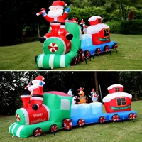 Christmas Inflatable Train with Colorful Lights Santa Claus Penguin Elk Outdoor Decoration for Holiday Lawn Garden Party Decor 1