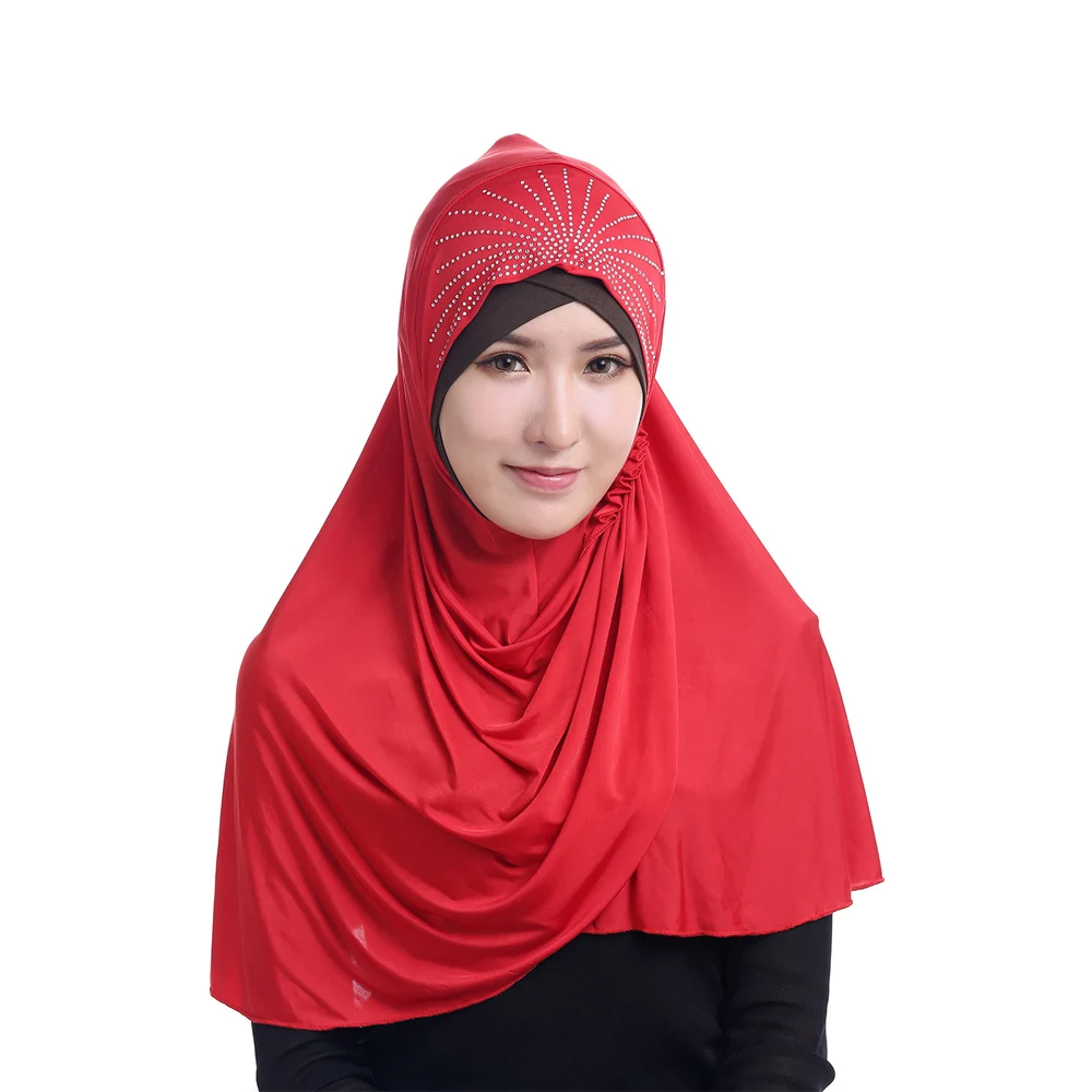 

Diamonds Hijab Women Muslim One Piece Amira Instant Scarf Islamic Prayer Niqab Nikab Head Wrap Neck Cover Shawls Turban Cap Hat