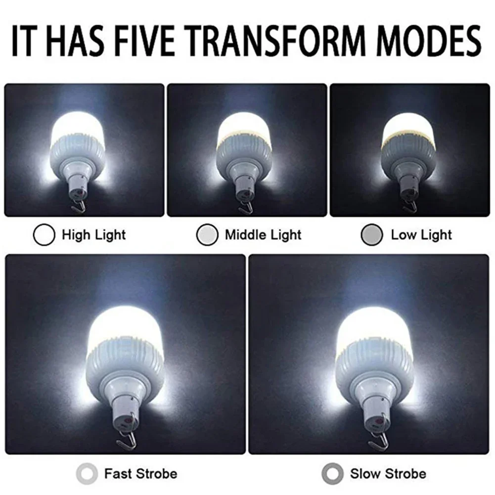 650W Portable Lantern Bulb Camping Light USB Rechargeable LED 5 Lighting Modes High Power Tent Light Outdoor Emergency