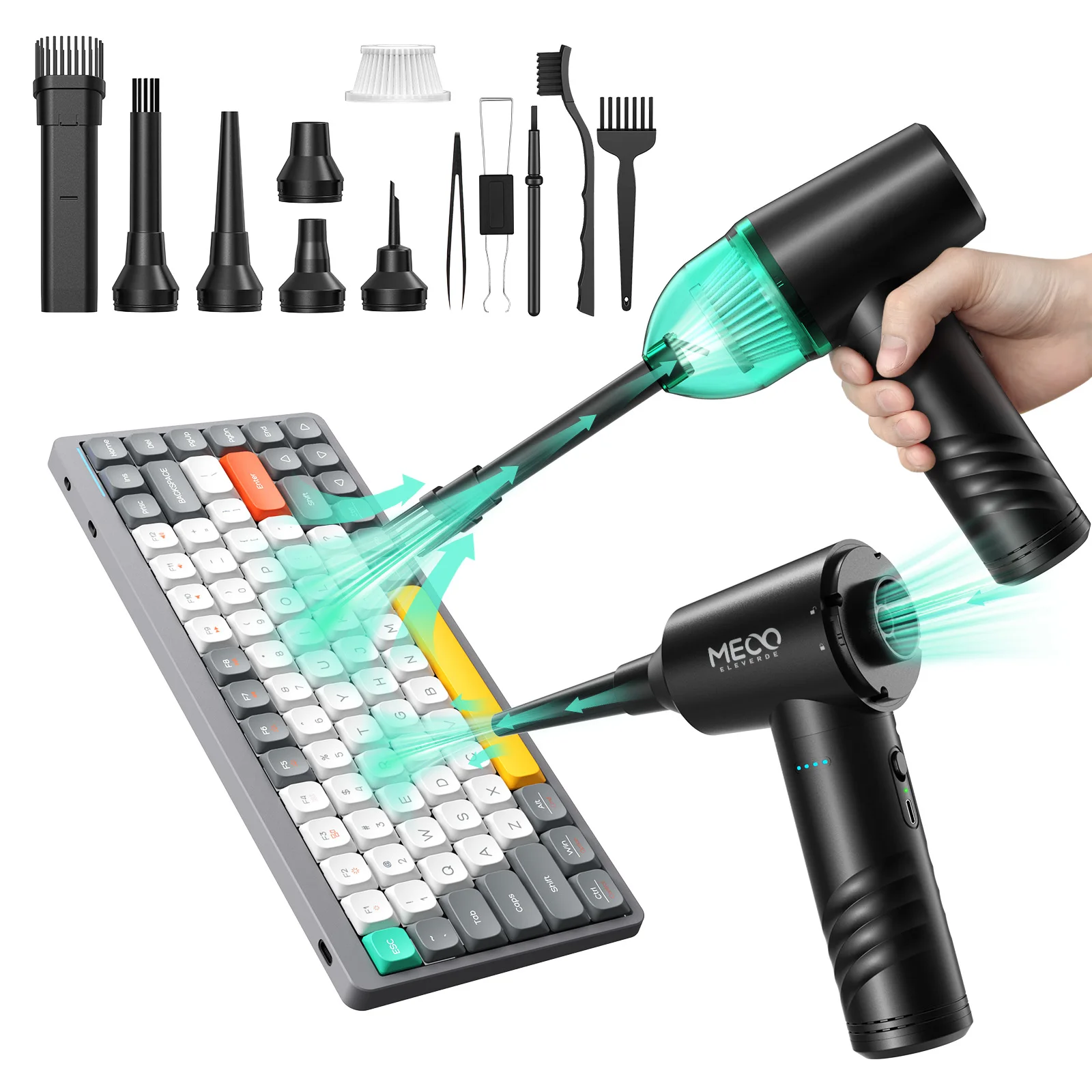 Compressed Air Duster Vacuum 2 in 1 Electric Air Blower 110000RPM 13000PA Keyboard Cleaner 3 Gear handheld air blower