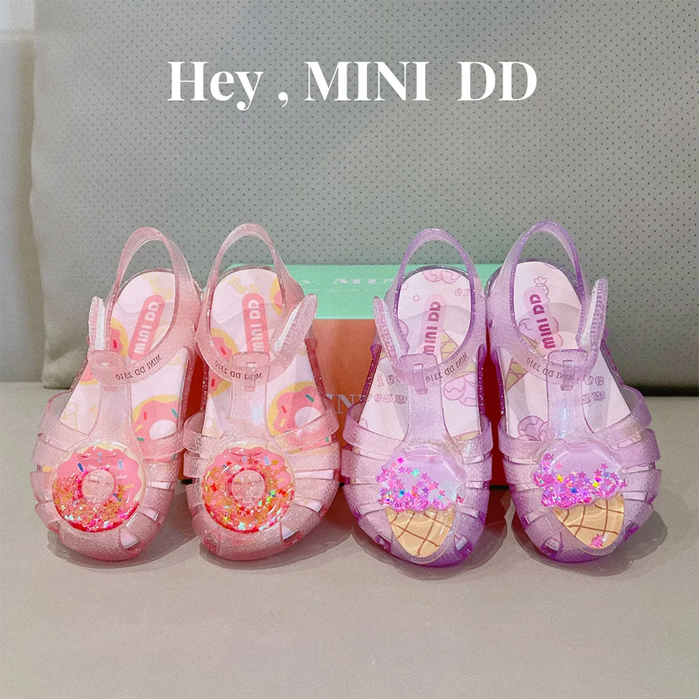 

2024 Summer New Girls Cute Donut Sandals Comfortable Soft Soled Jelly Sandals Baby Toddler Beach Shoes DD046