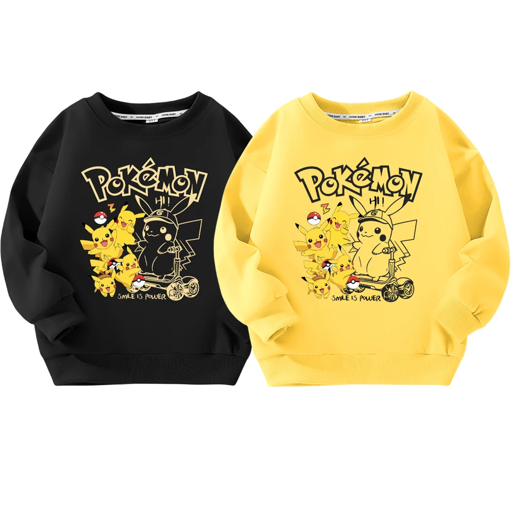 

Аниме Покемон Пикачу одежда для мальчиков и девочек из чистого хлопка плюшевые милые Мультяшные Детские красивые Топы с длинным рукавом и принтом