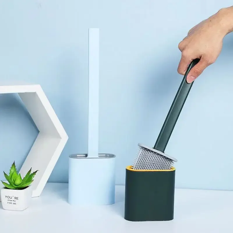 Xiaomi Mijia Toilet Cleaning Brush Flat Head Flexible Soft Bristles Brush Holder Toilet Silicone Cleaner toilet cleaning brush