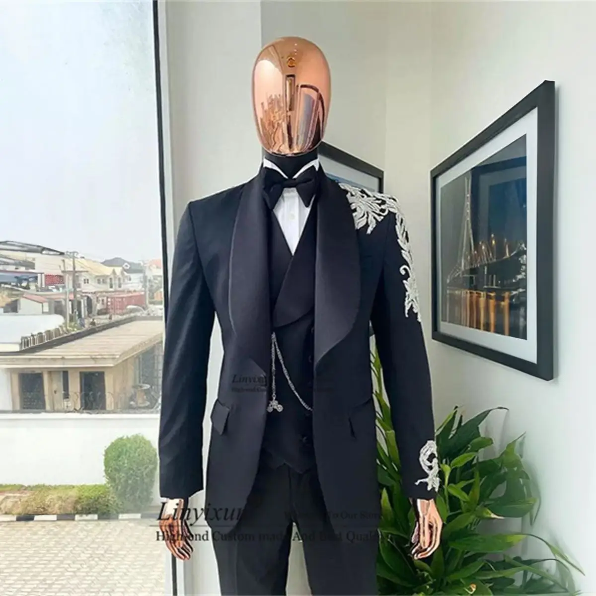 

Роскошный свадебный смокинг для жениха официальные мужские костюмы с заостренным лацканом 3 предмета мужские облегающие блейзеры для выпускного вечера мужские костюмы
