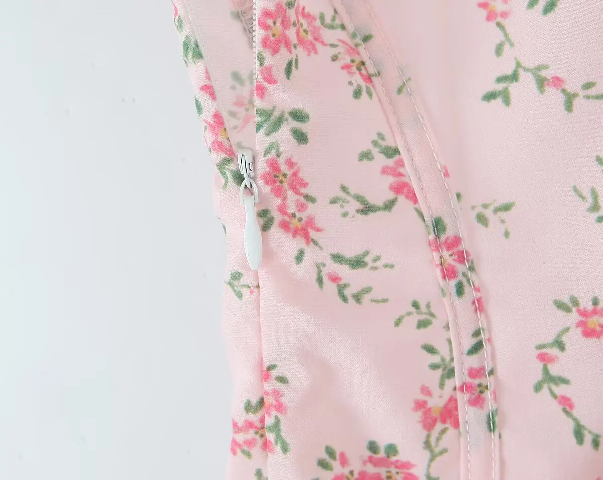 YENKYE Women Lace Up Bandage Back Floral Print Tank Dress Elegant Square Neck Sleeveless A-line Midi Summer Dresses Holiday Robe - view