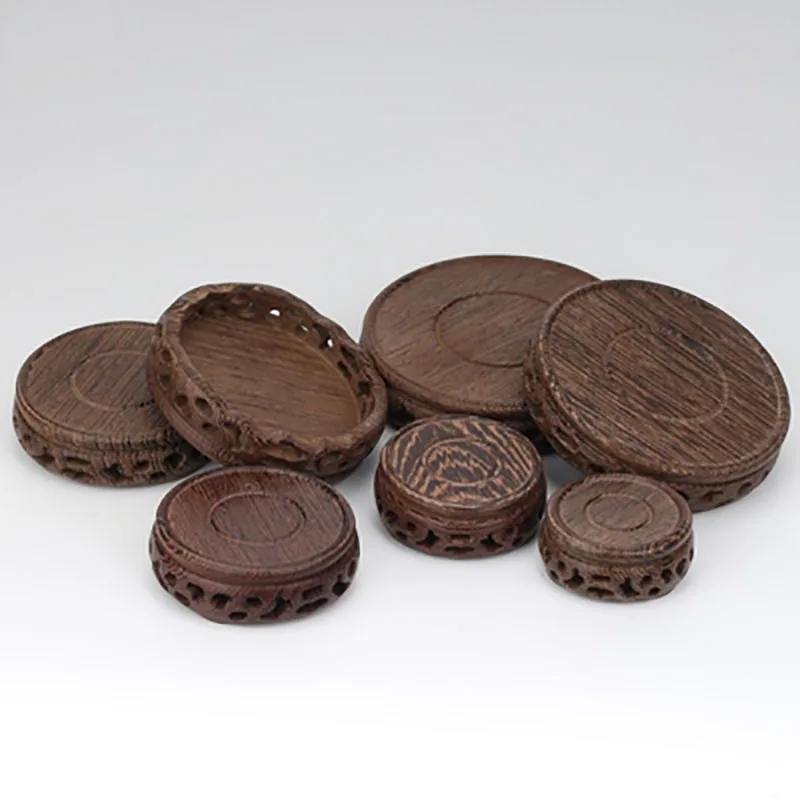 Natural Chicken Wing Wood, Red Sandalwood, Carved Round Base, Solid Wood, Home Decoration Display Stand