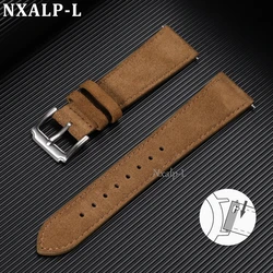 Vintage Suede Cowhide Bracelet Strap | Universal Soft Leather Wristband - 22mm (Brown)