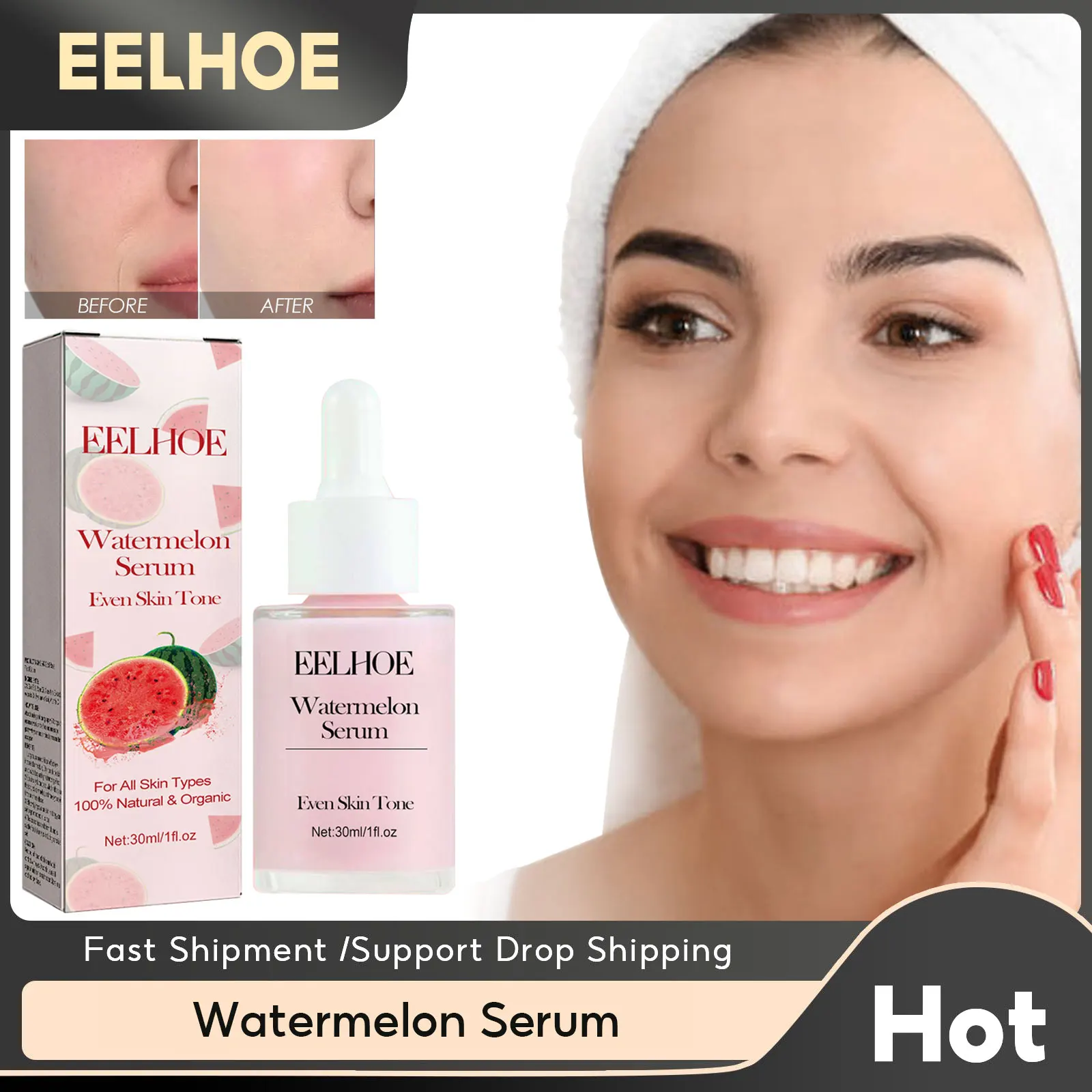 

Watermelon Facial Serum Whitening Lightweight Anti Aging Improve Dullness Hyaluronic Acid Nourish Brighten Highlighter Essence