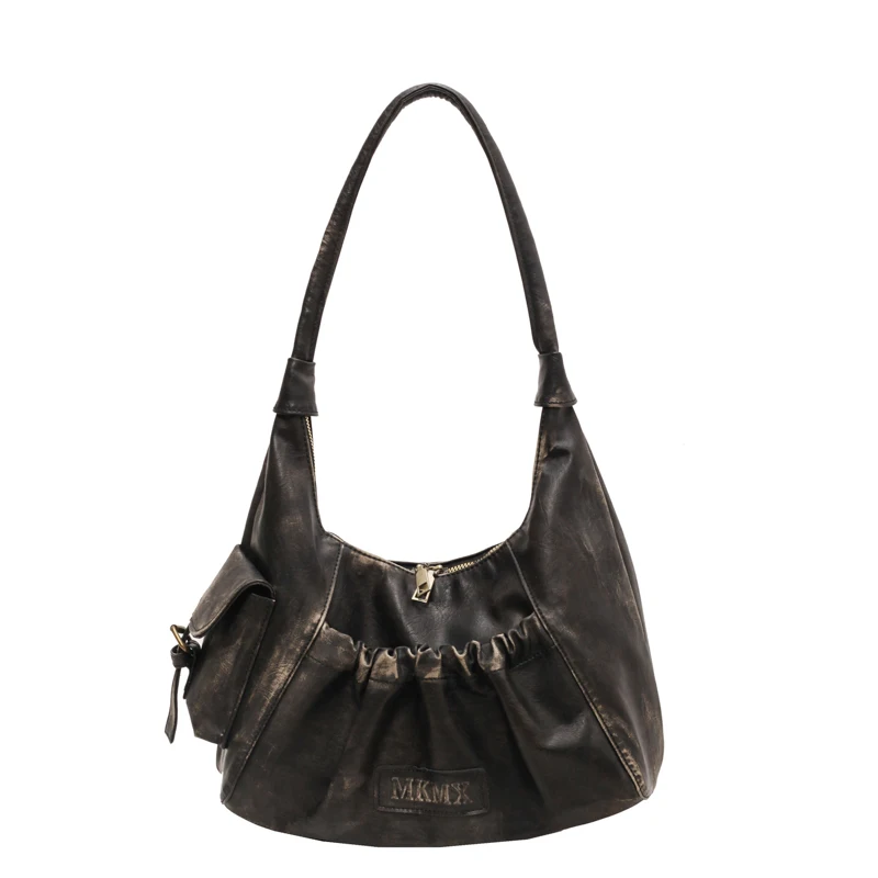 LEFTSIDE Retro Leather Shoulder Bags for Women 2023 Winter Vintage Underarm Bag Handbags and Purses Latest Fashion Hand Bag 6