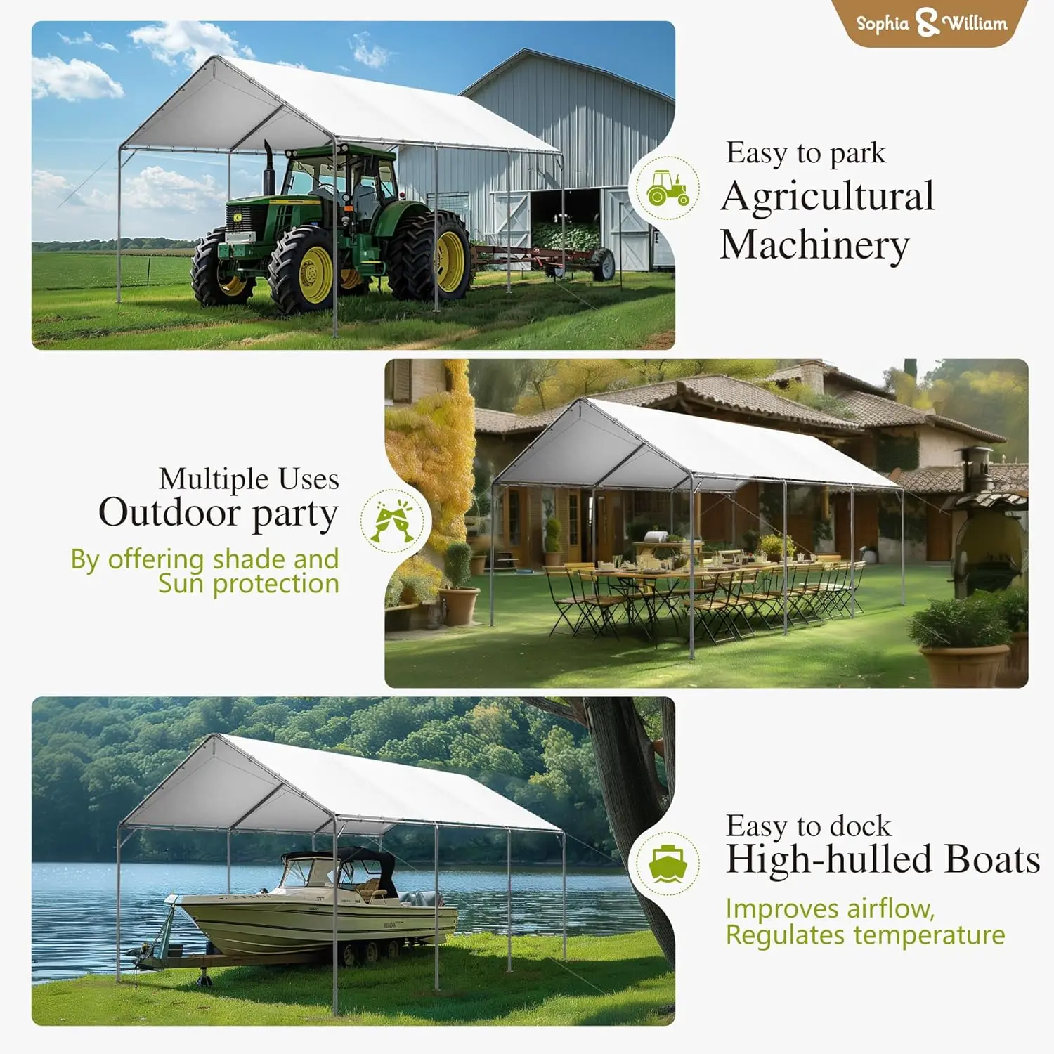 Carport Car Port Canopy 12x20 ft Heavy Duty, Portable Garage Shelter Logic Car Tents Carpas para Carros All Weather