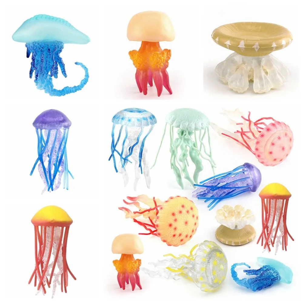 

Marine Animals Ocean Animal Figurine Lifelike multi-colored Sea Life Model Plastic Solid Jellyfish Starfish Anemones